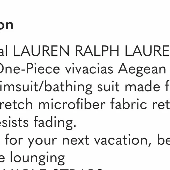 Ralph Lauren Blue Paisley One Piece Swimsuit - Picture 3 of 8